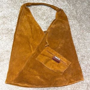 Brown Suede Shoulder Bag